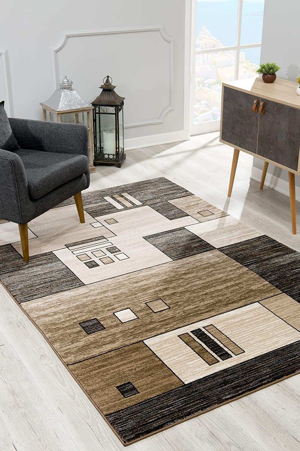 6' X 9' Beige Abstract Dhurrie Area Rug - Homeroots - Flyclothing LLC