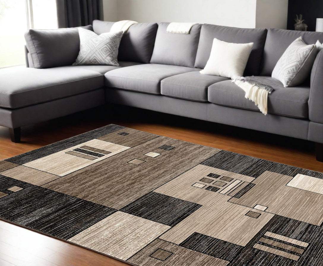 8' X 10' Beige Abstract Dhurrie Area Rug - Homeroots - Flyclothing LLC
