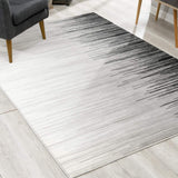 2' X 10' Black Transitional Striped Runner Rug - Homeroots