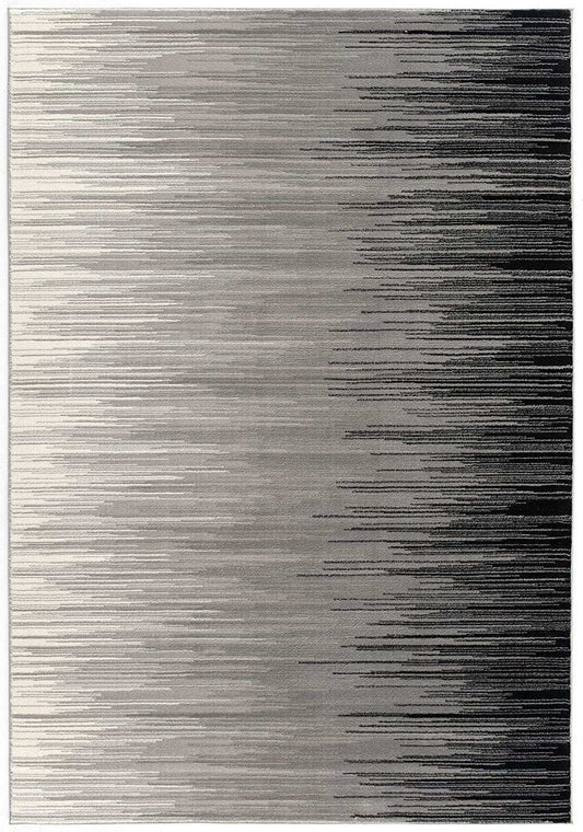 13' Black and Gray Abstract Power Loom Runner Rug - Homeroots - Flyclothing LLC