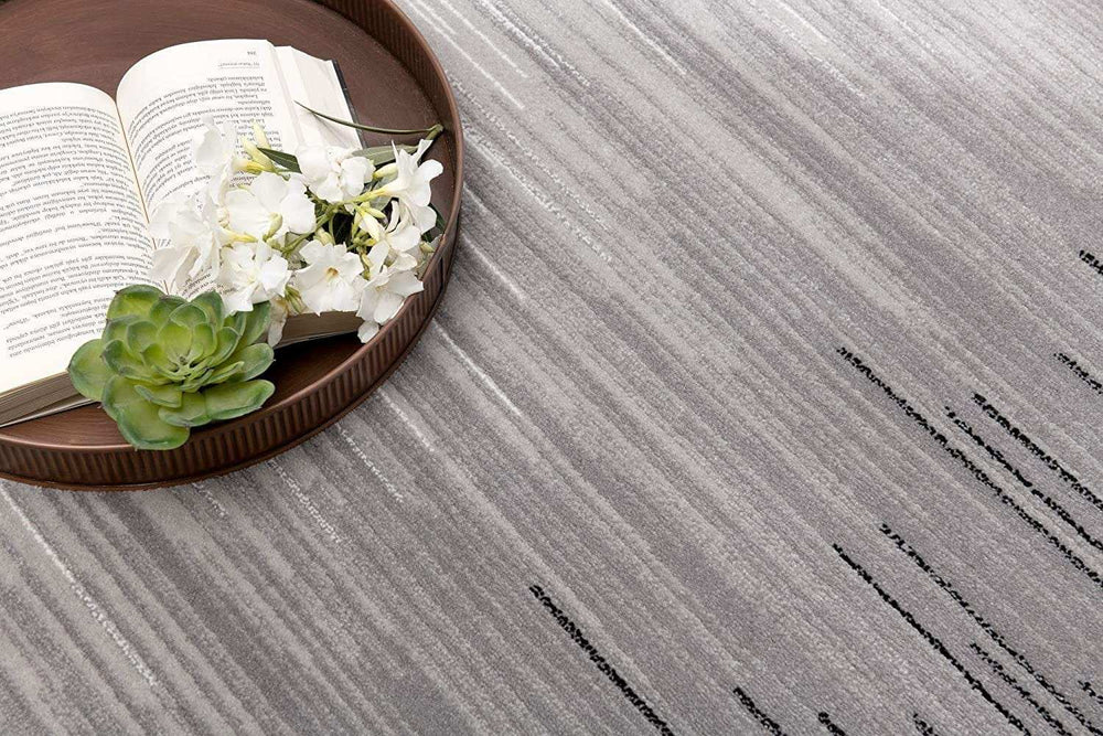 13' Black and Gray Abstract Power Loom Runner Rug - Homeroots - Flyclothing LLC