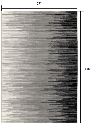 13' Black and Gray Abstract Power Loom Runner Rug - Homeroots - Flyclothing LLC