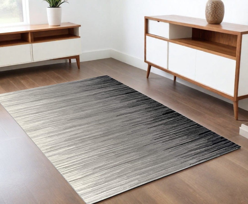 4' X 6' Black Abstract Power Loom Area Rug - Homeroots
