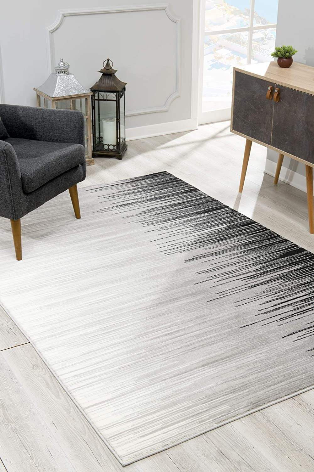 6' X 9' Black Abstract Dhurrie Area Rug - Homeroots - Flyclothing LLC