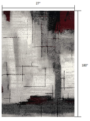 15' Gray Abstract Dhurrie Runner Rug