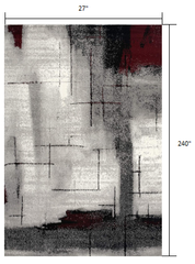 20' Gray Abstract Dhurrie Runner Rug