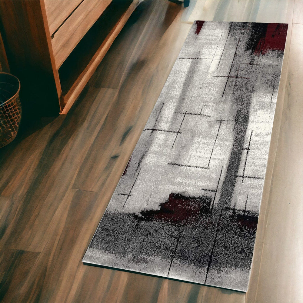 2' X 5' Grey Abstract Area Rug - Homeroots