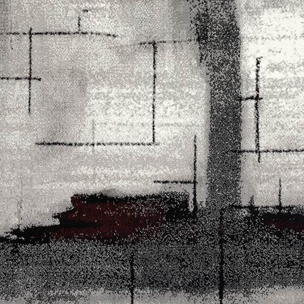 2' X 6' Gray And Burgundy Abstract Area Rug - Homeroots - Flyclothing LLC