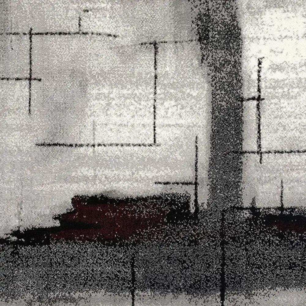 2' X 6' Gray And Burgundy Abstract Area Rug - Homeroots - Flyclothing LLC