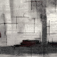 8' Gray and Ivory Abstract Power Loom Distressed Runner Rug