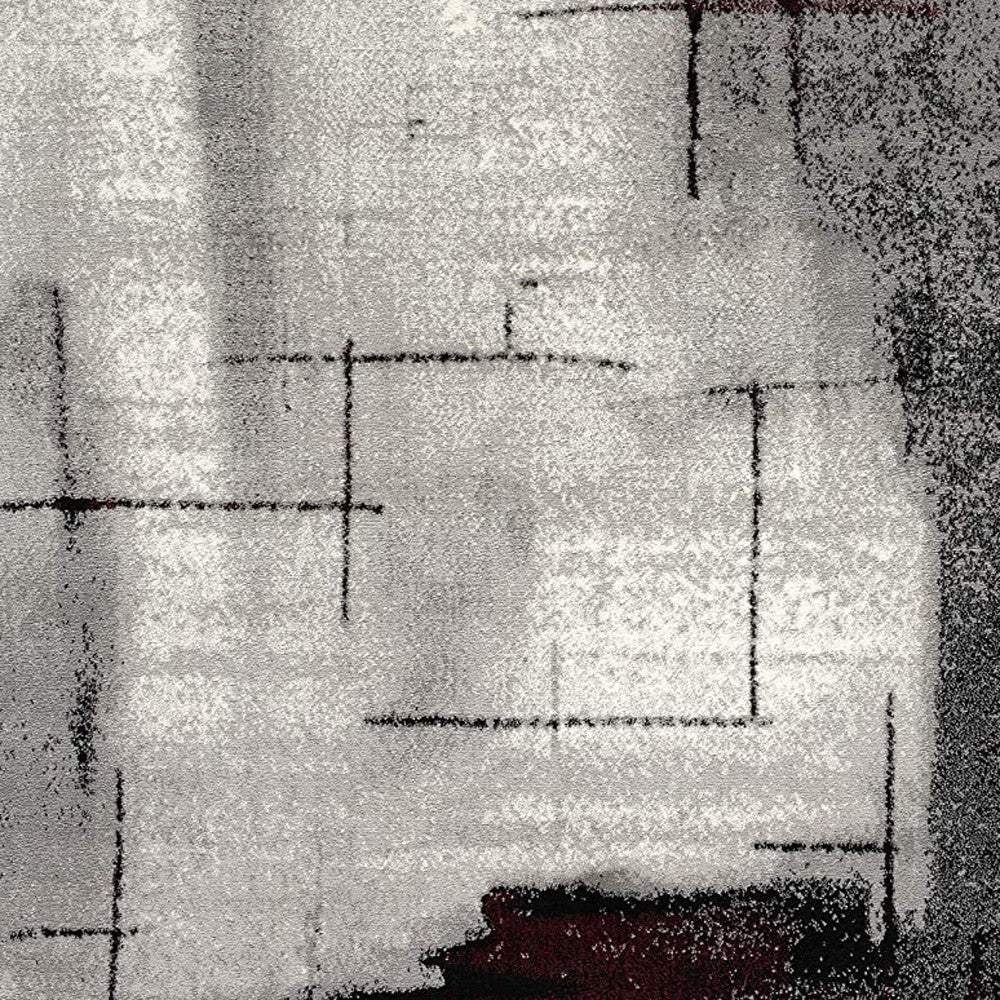 3' X 5' Gray And Burgundy Abstract Area Rug - Homeroots - Flyclothing LLC