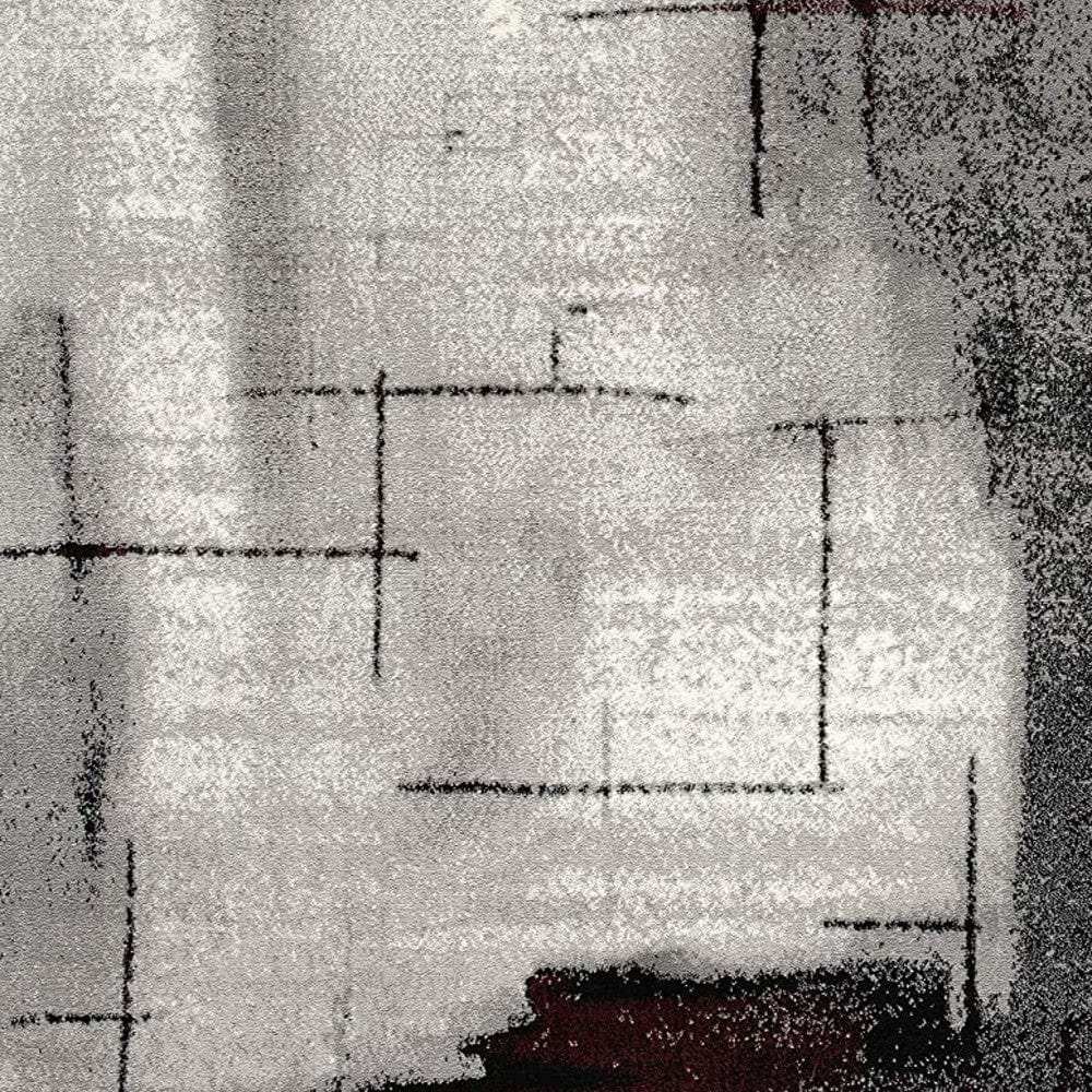 3' X 5' Gray And Burgundy Abstract Area Rug - Homeroots - Flyclothing LLC