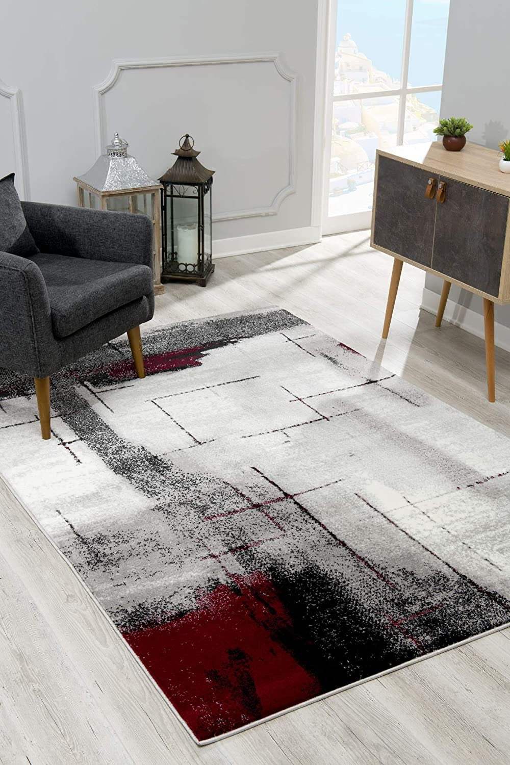 5' X 7' Gray Abstract Dhurrie Area Rug - Homeroots - Flyclothing LLC