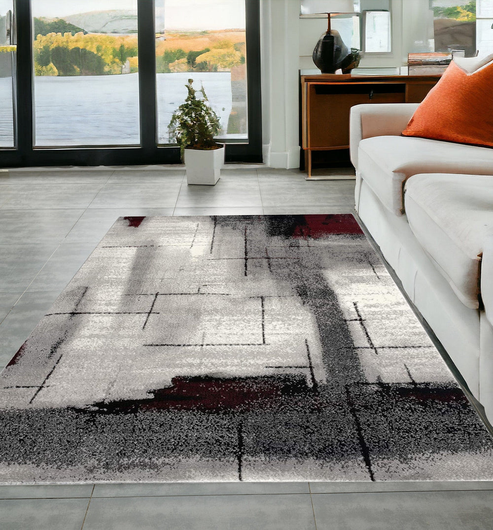 5' X 7' Gray Abstract Dhurrie Area Rug - Homeroots