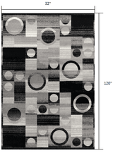 10' Gray Abstract Power Loom Runner Rug - Homeroots - Flyclothing LLC