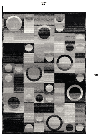 8' Gray Abstract Power Loom Runner Rug - Homeroots - Flyclothing LLC