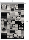 8' Gray Abstract Power Loom Runner Rug - Homeroots