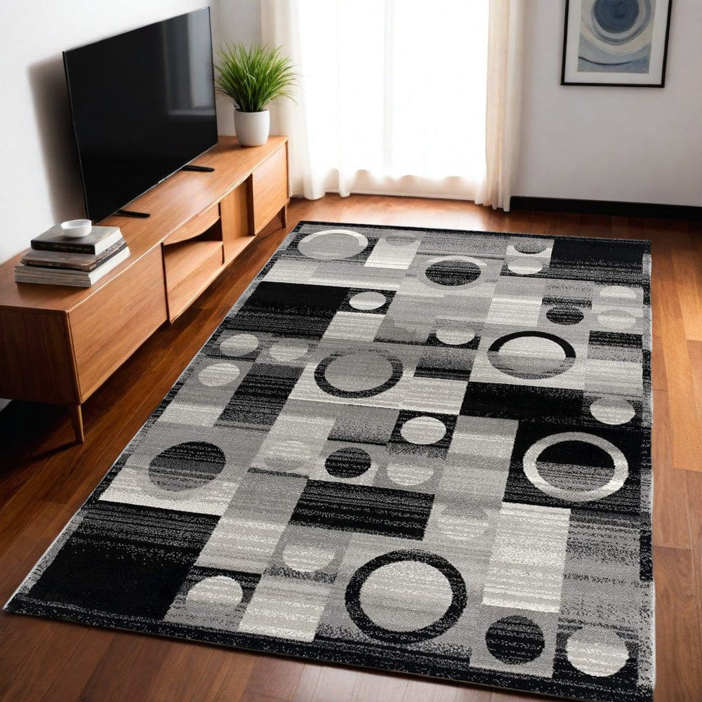 5' X 7' Gray Abstract Dhurrie Area Rug - Homeroots