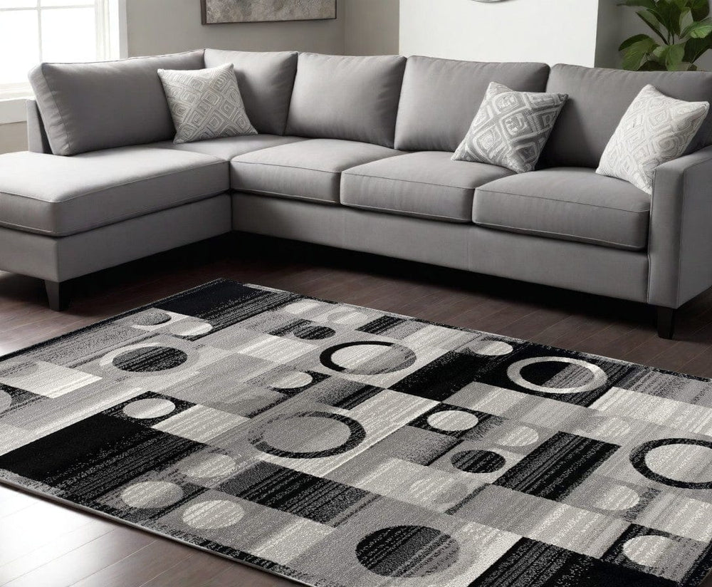 6' X 9' Gray Abstract Dhurrie Area Rug - Homeroots