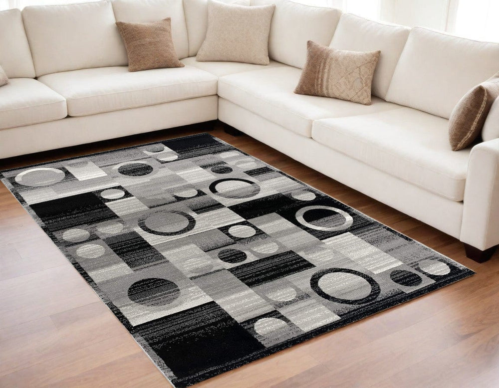 8' X 10' Gray Abstract Dhurrie Area Rug - Homeroots