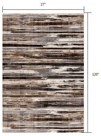 10' Beige Brown and Gray Abstract Runner Rug - Homeroots - Flyclothing LLC