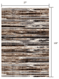 10' Beige Brown and Gray Abstract Runner Rug - Homeroots