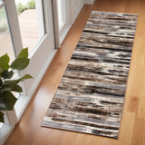 2' X 6' Beige Rustic Strokes Area Rug - Homeroots