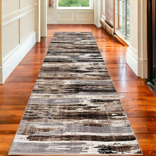 13' Runner Beige Striped Dhurrie Runner Rug - Homeroots - Flyclothing LLC