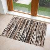 3' X 5' Beige Striped Power Loom Area Rug - Homeroots