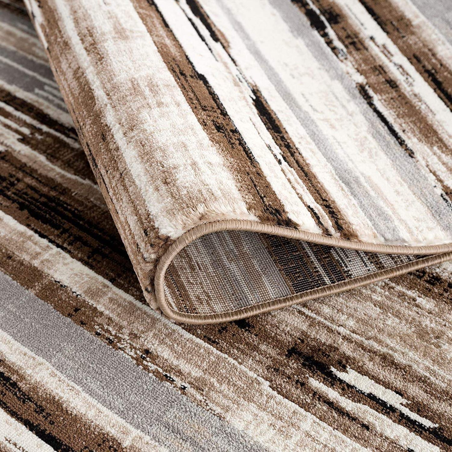 3' X 5' Beige Striped Power Loom Area Rug - Homeroots - Flyclothing LLC