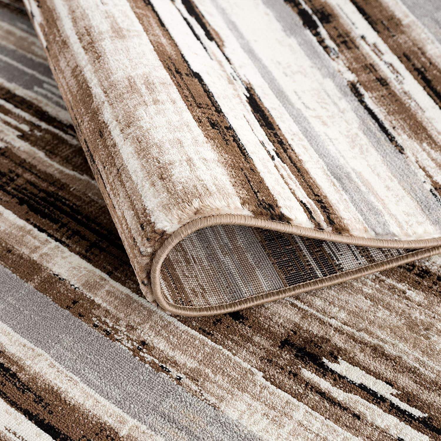 3' X 5' Beige Striped Power Loom Area Rug - Homeroots - Flyclothing LLC