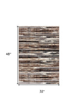 3' X 5' Beige Striped Power Loom Area Rug - Homeroots - Flyclothing LLC
