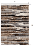 8' Beige Striped Dhurrie Runner Rug - Homeroots