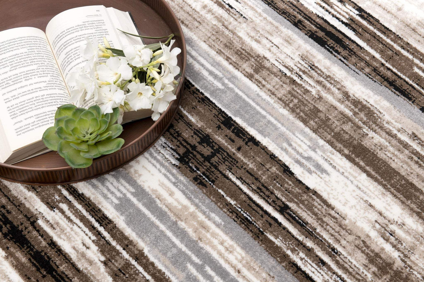 5' X 7' Beige Striped Dhurrie Area Rug - Homeroots - Flyclothing LLC
