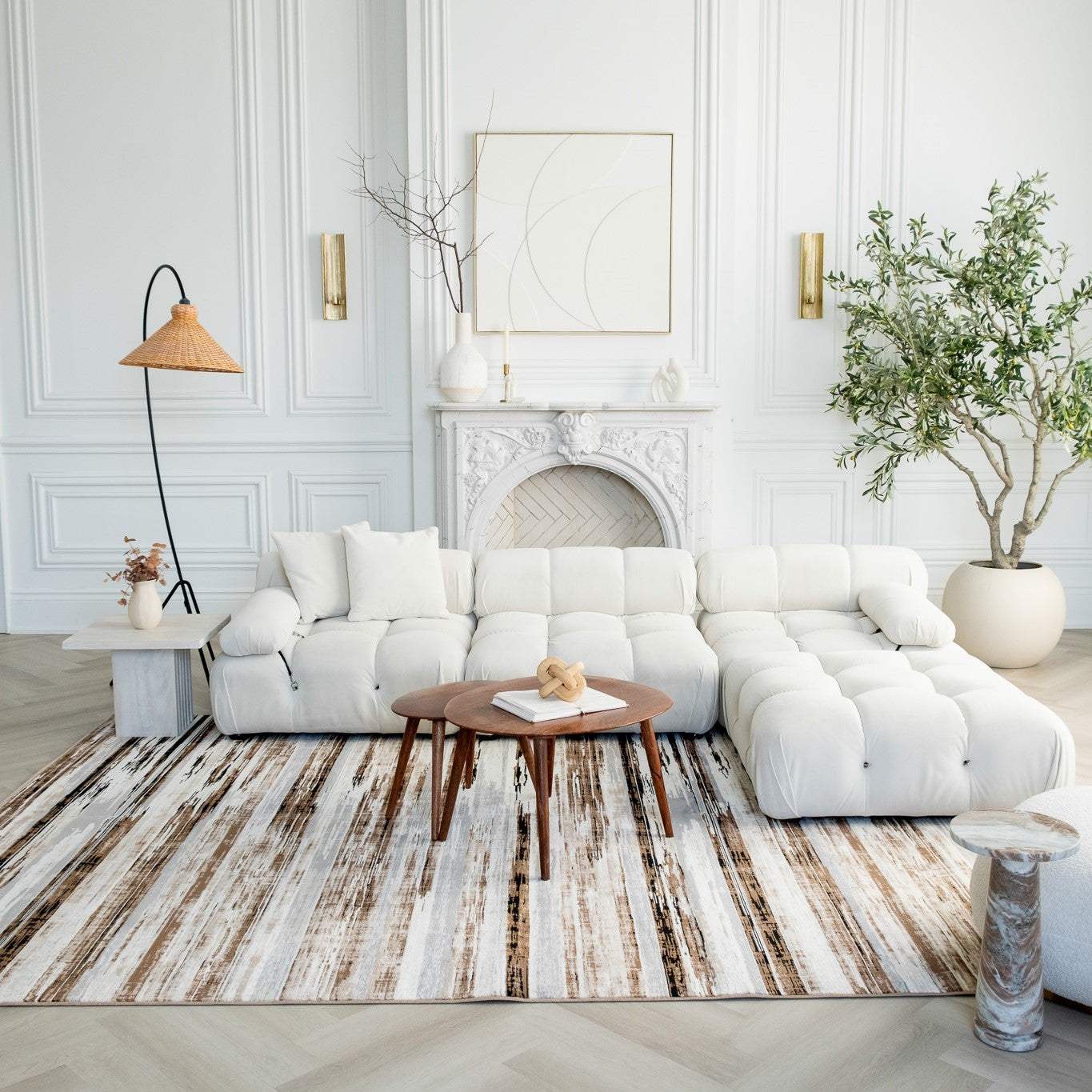 5' X 7' Beige Striped Dhurrie Area Rug - Homeroots - Flyclothing LLC