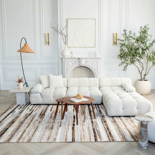 5' X 7' Beige Striped Dhurrie Area Rug - Homeroots - Flyclothing LLC