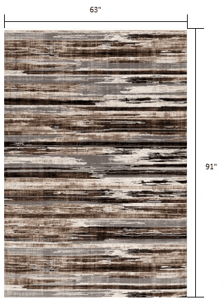5' X 7' Beige Striped Dhurrie Area Rug - Homeroots - Flyclothing LLC