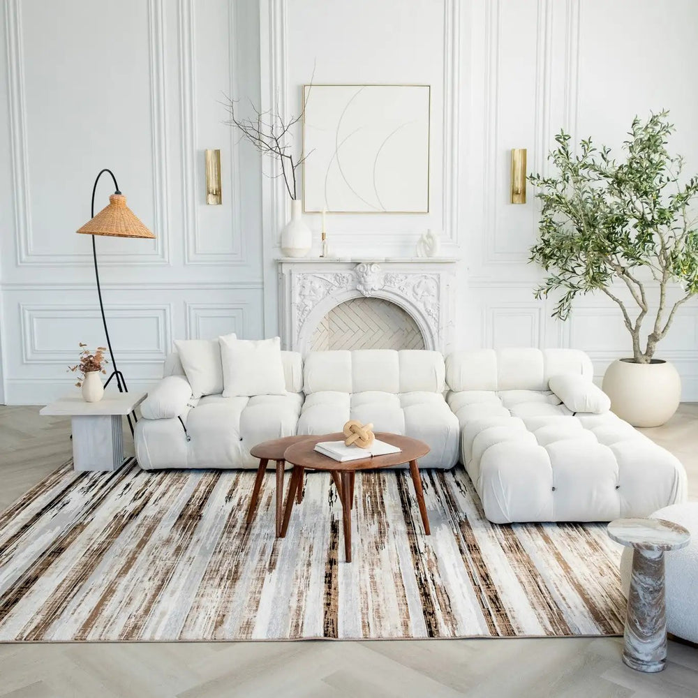 6' X 9' Beige Striped Dhurrie Area Rug - Homeroots