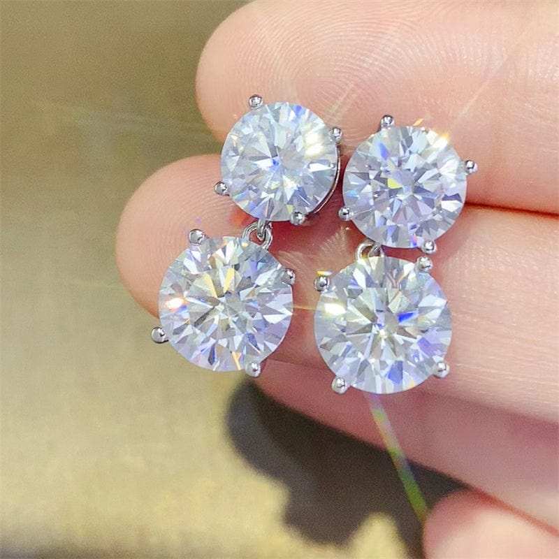 10 Carat Moissanite 925 Sterling Silver Earrings - Trendsi - Flyclothing LLC