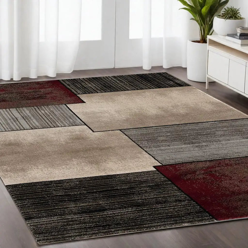 8' X 10' Brown Abstract Dhurrie Area Rug - Homeroots