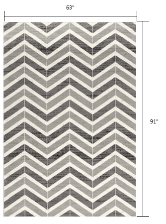 5' X 8' Gray Chevron Dhurrie Area Rug - Homeroots - Flyclothing LLC