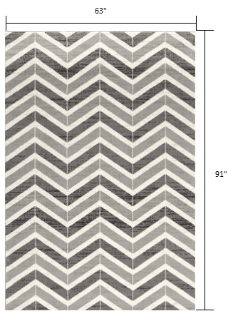 5' X 8' Gray Chevron Dhurrie Area Rug - Homeroots - Flyclothing LLC