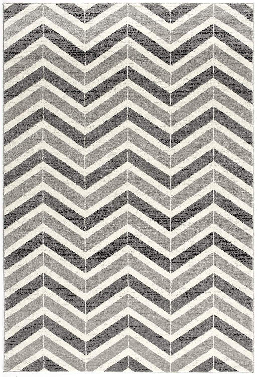 7' X 9' Gray Chevron Dhurrie Area Rug - Homeroots - Flyclothing LLC
