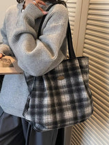 Plaid Pattern Casual Tote Bag - Trendsi - Flyclothing LLC
