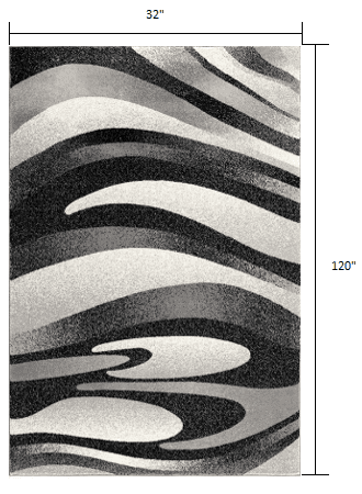 10' Gray Abstract Power Loom Runner Rug - Homeroots - Flyclothing LLC