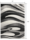 13' Runner Gray Abstract Dhurrie Runner Rug - Homeroots