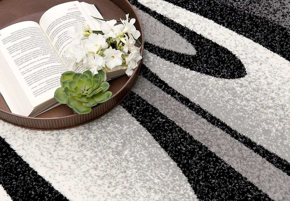 8' Gray Abstract Power Loom Runner Rug - Homeroots - Flyclothing LLC