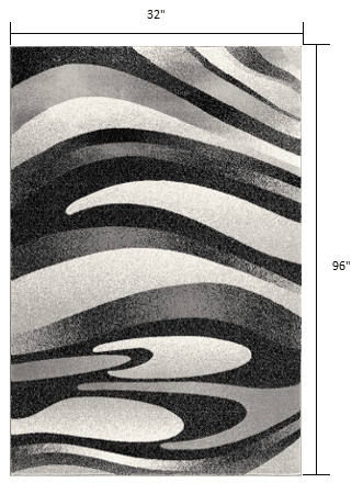 8' Gray Abstract Power Loom Runner Rug - Homeroots - Flyclothing LLC