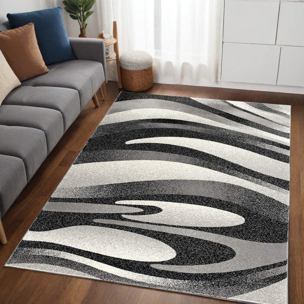 8' X 10' Gray Abstract Dhurrie Area Rug - Homeroots