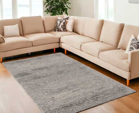 8' X 10' Blue and Gray Abstract Area Rug